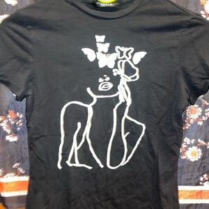 SHEIN Black Tee with White Butterfly Design